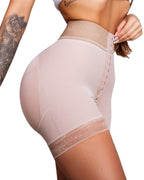 Shorts Levanta Bumbum Alta Compressão Cinta Modeladora Feminina BellaShaper cor bege vista lateral