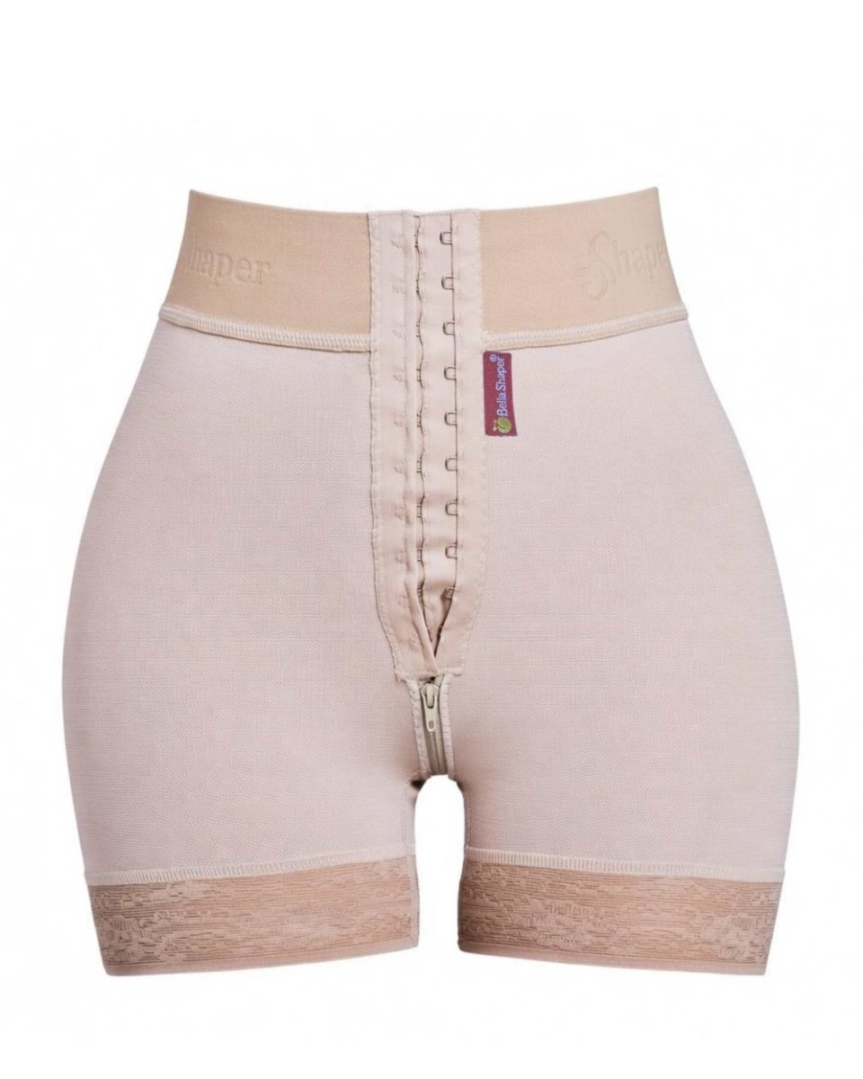 Shorts Levanta Bumbum Alta Compressão Cinta Modeladora Feminina BellaShaper cor bege frente