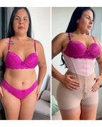 Cinta modeladora corset e shorts levanta glúteos antes e depois