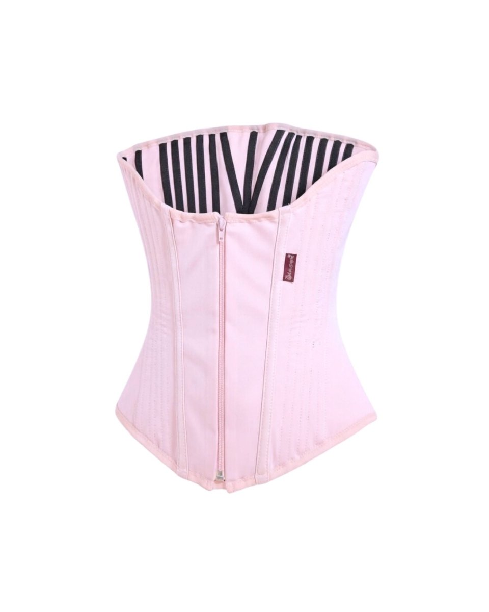 Cinta Modeladora Abdominal Modelagem de Corset Alta Compressão com barbatanas de aço BellaShaper com zíper, cor rosa delicado