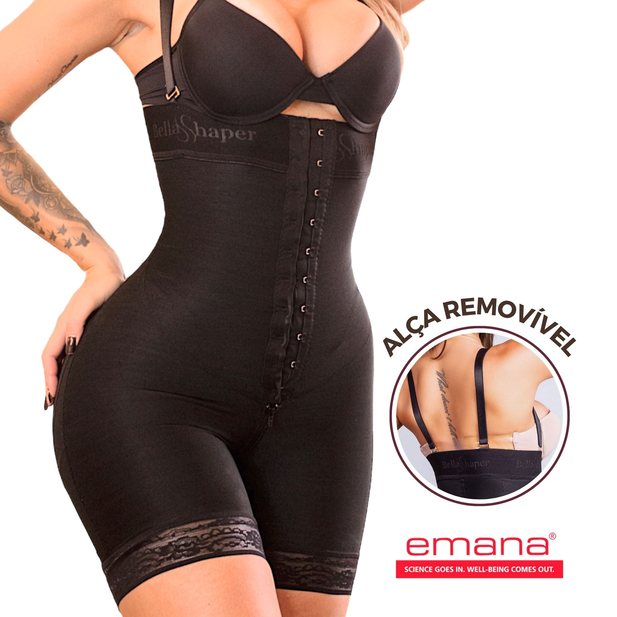Cinta Modeladora Alta Compressão Macaquinho Removível